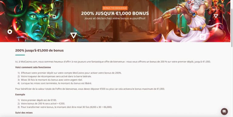 Moi Casino bonus bienvenue